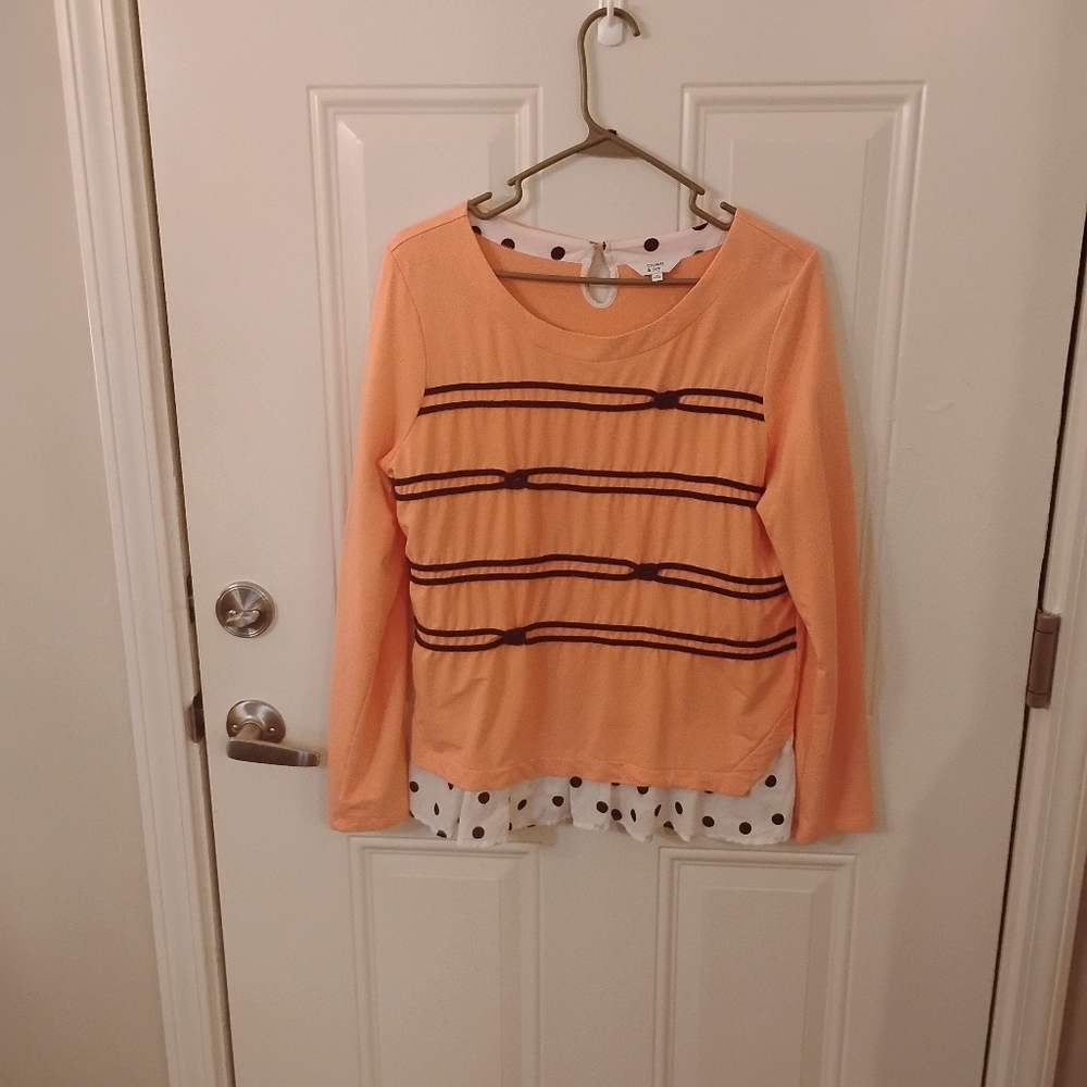 Crown & Ivy Orange and Black Striped Top. Made In India.